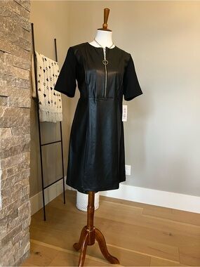 Nannette Black Faux Leather Zip-Front Dress